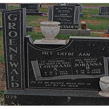 GROENEWALD Coenraad A. 1923-1988 &amp; Johanna H. 1928-2006
