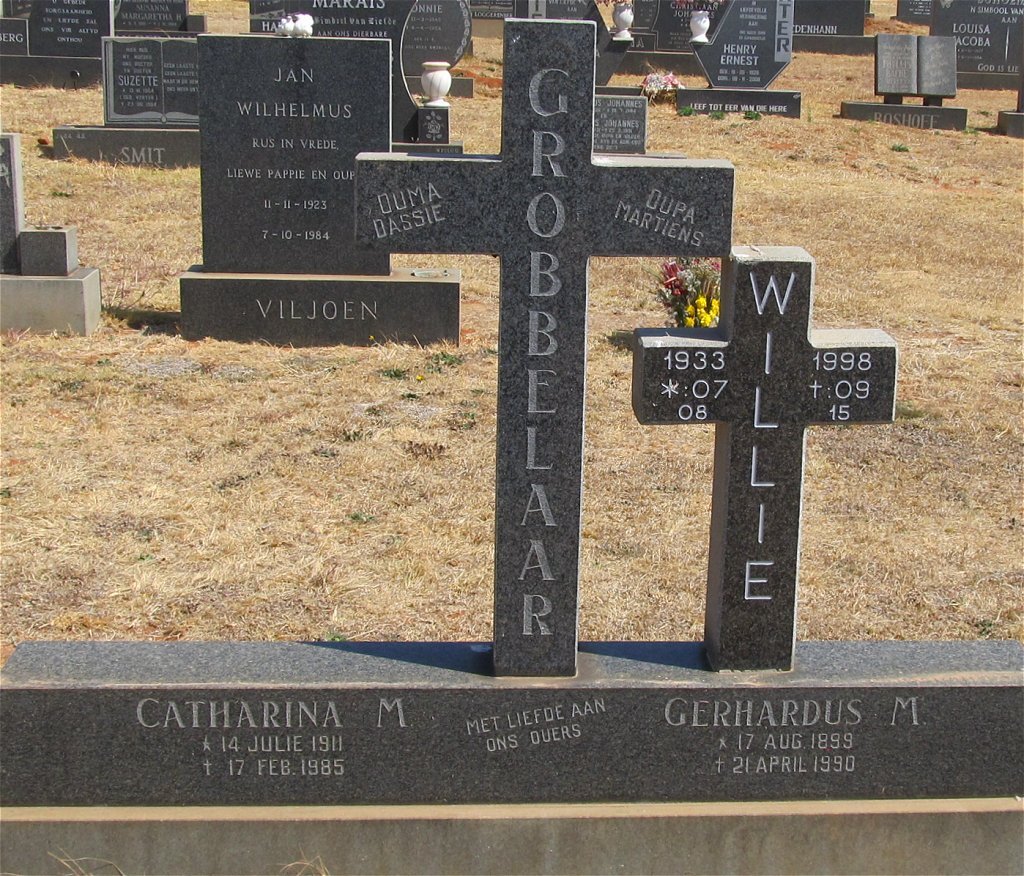 GROBBELAAR Gerhardus M. 1899-1990 &amp; Catharina M. 1911-1985 :: GROBBELAAR Willie 1933-1998