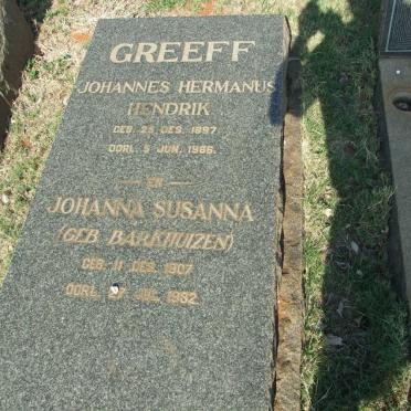 GREEFF Johannes Hermanus Hendrik 1897-1966 &amp; Johanna Susanna BARKHUIZEN 1907-1982
