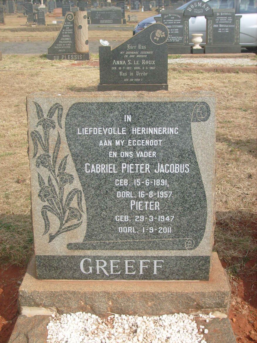 GREEFF Gabriel Pieter Jacobus 1891-1957 :: GREEFF Pieter 1947-2011