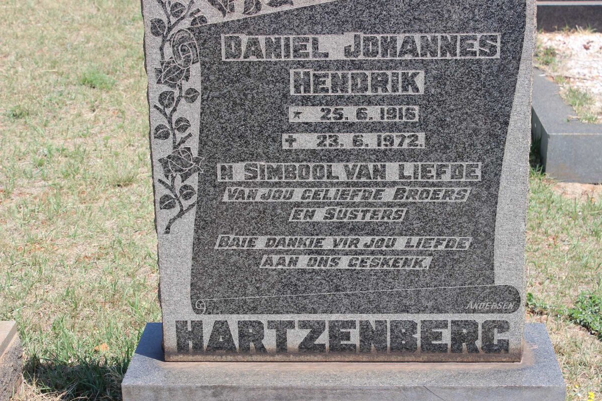 HARTZENBERG Daniel Johannes Hendrik 1916-1972