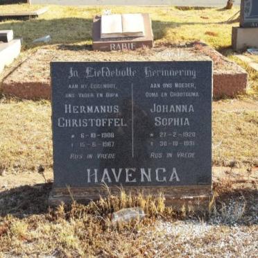 HAVENGA Hermanus Christoffel 1908-1967 &amp; Johanna Sophia 1920-1991