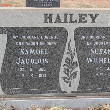 HAILEY Samuel Jacobus 1905-1981 &amp; Susanna Wilhelmina 1911-1991