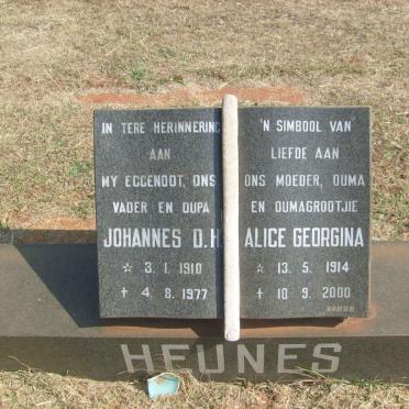 HEUNES Johannes D.H. 1910-1977 &amp; Alice Georgina 1914-2000