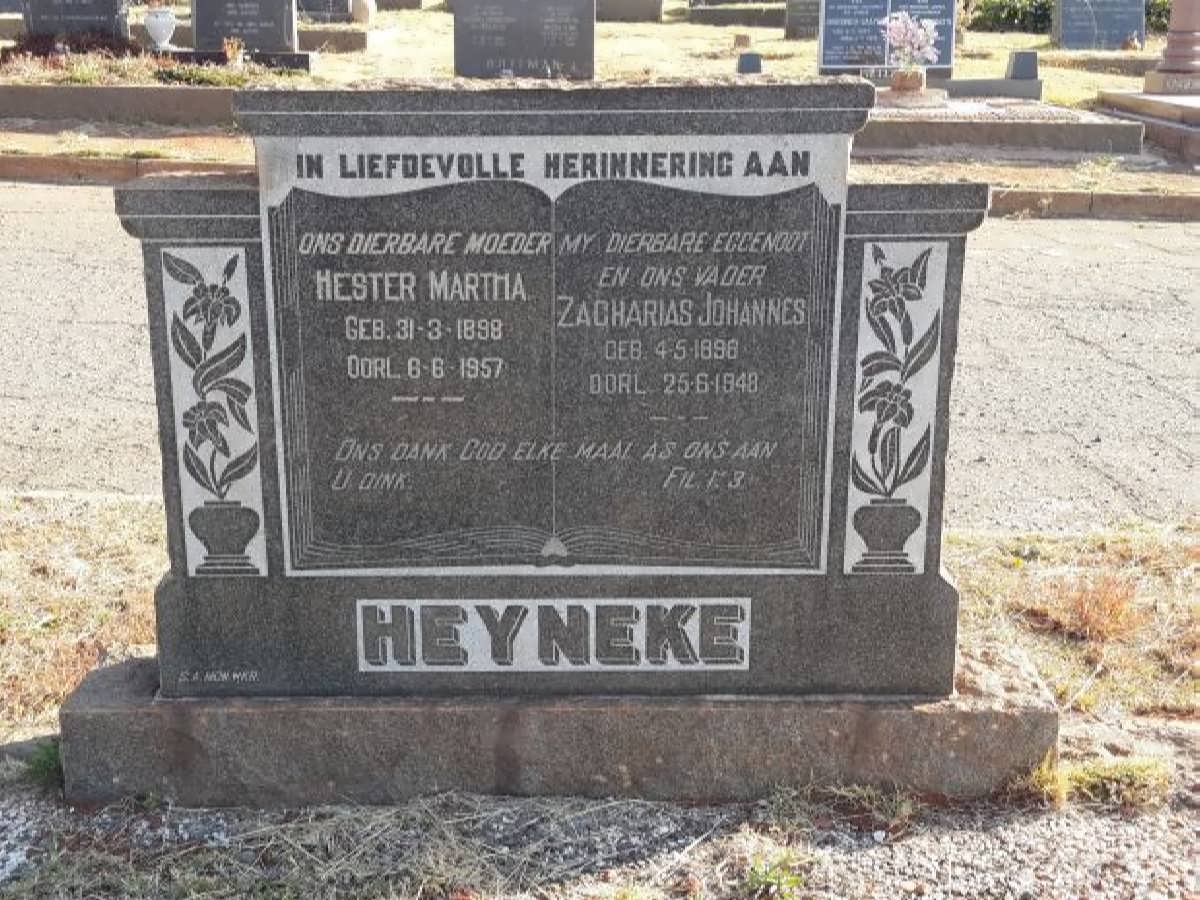 HEYNEKE Zacharias Johannes 1898-1948 &amp; Hester Martha 1898-1957