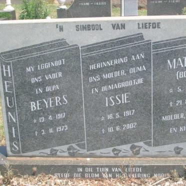 HEUNIS Beyers 1917-1973 &amp; Issie 1917-2002 :: HEUNIS Matiam 1954-1997