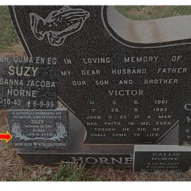 HORNE Callie 1939-2009 &amp; Susanna Jacoba 1943-1999 :: HORNE Victor 1961-1982