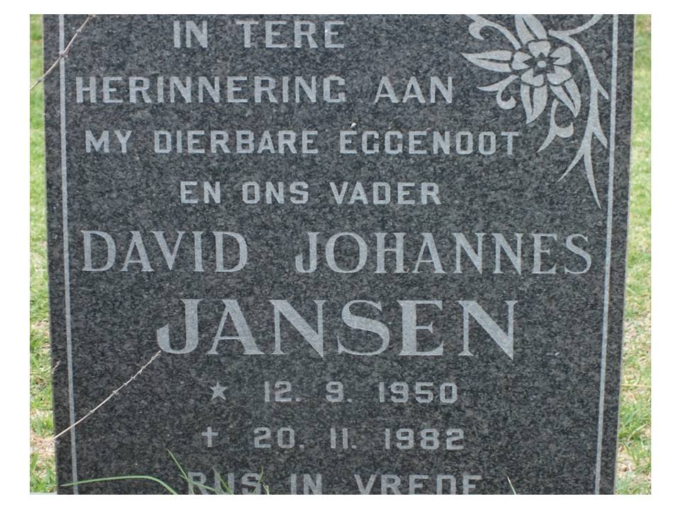 JANSEN David Johannes 1950-1982