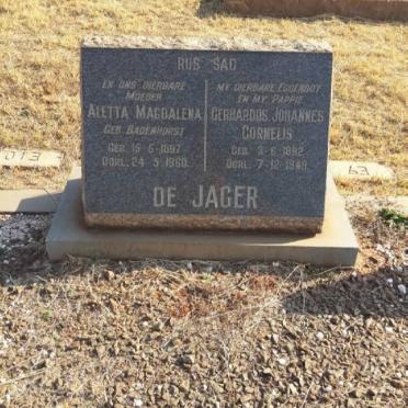 JAGER Gerhardus Johannes Cornelis, de 1892-1949 &amp; Aletta Magdalena BADENHORST 1897-1960