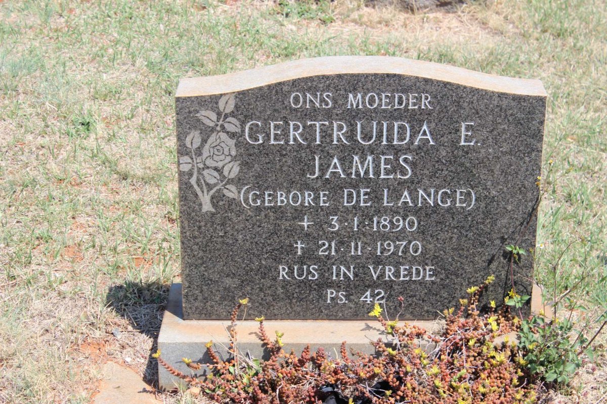 JAMES Gertruida E. nee DE LANGE 1890-1970