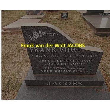 JACOBS Frank van der Walt 1951-1995