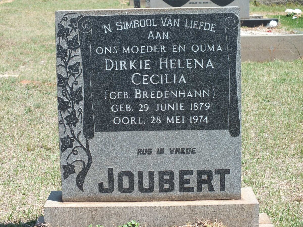 JOUBERT Dirkie Helena Cecilia nee BREDENHANN 1879-1974