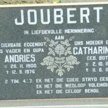 JOUBERT Andries 1900-1976 &amp; Catharina W. BOTHA 1905-1998