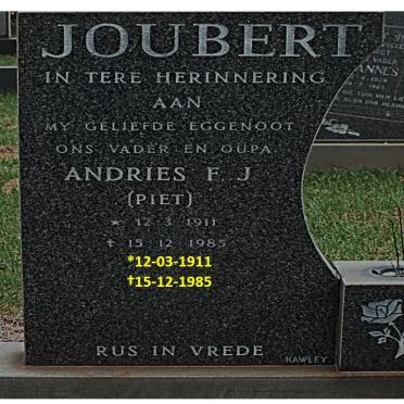 JOUBERT Andries F.J. 1911-1985