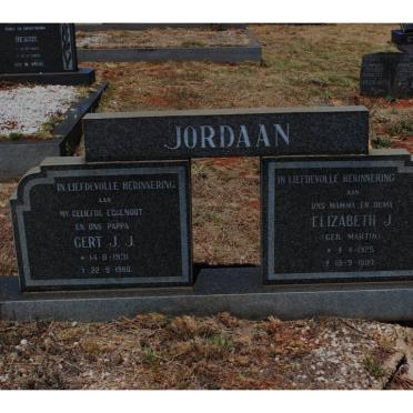 JORDAAN Gert J.J. 1931-1980 &amp; Elizabeth J. MARTIN 1925-1987