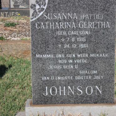 JOHNSON Susanna Catharina Geretha nee CARLSON 1915-1961