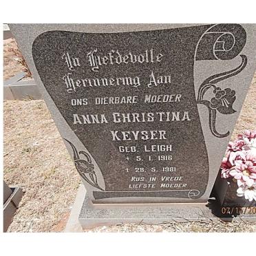 KEYSER Anna Christina nee LEIGH 1916-1981