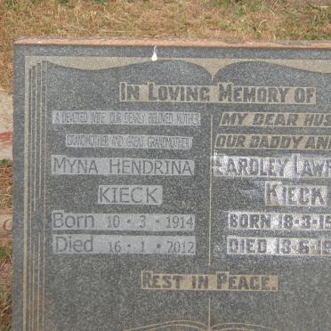 KIECK Eardley Lawrence 1911-1950 &amp; Myna Hendrina 1914-2012