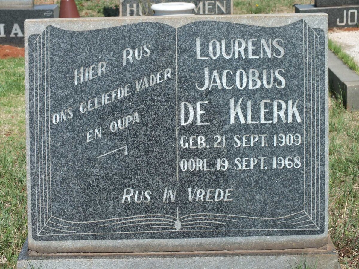 KLERK Lourens Jacobus, de 1909-1968