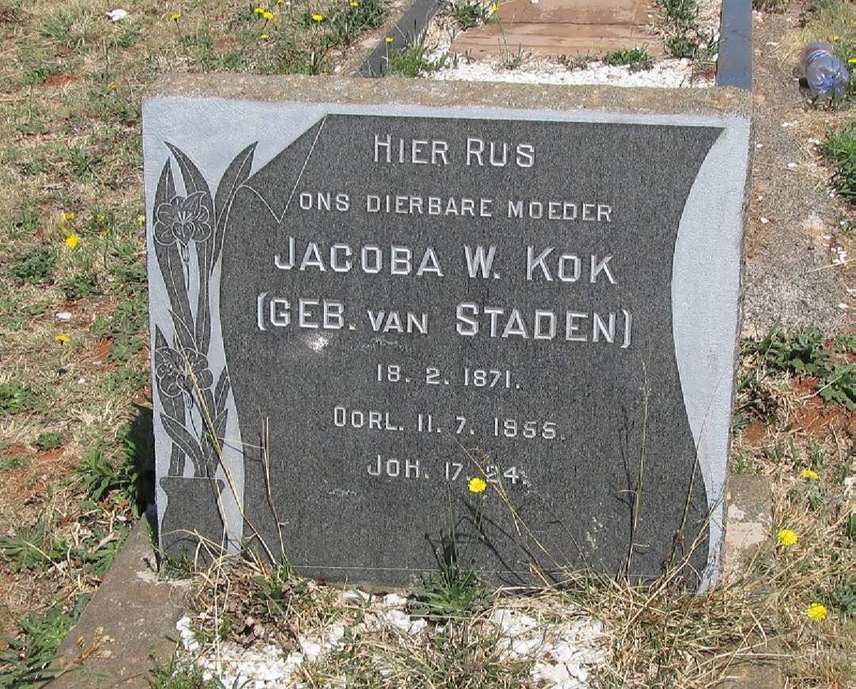 KOK Jacoba W. nee VAN STADEN 1871-1955