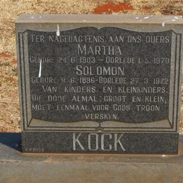 KOCK Solomon 1896-1972 &amp; Martha 1903-1970