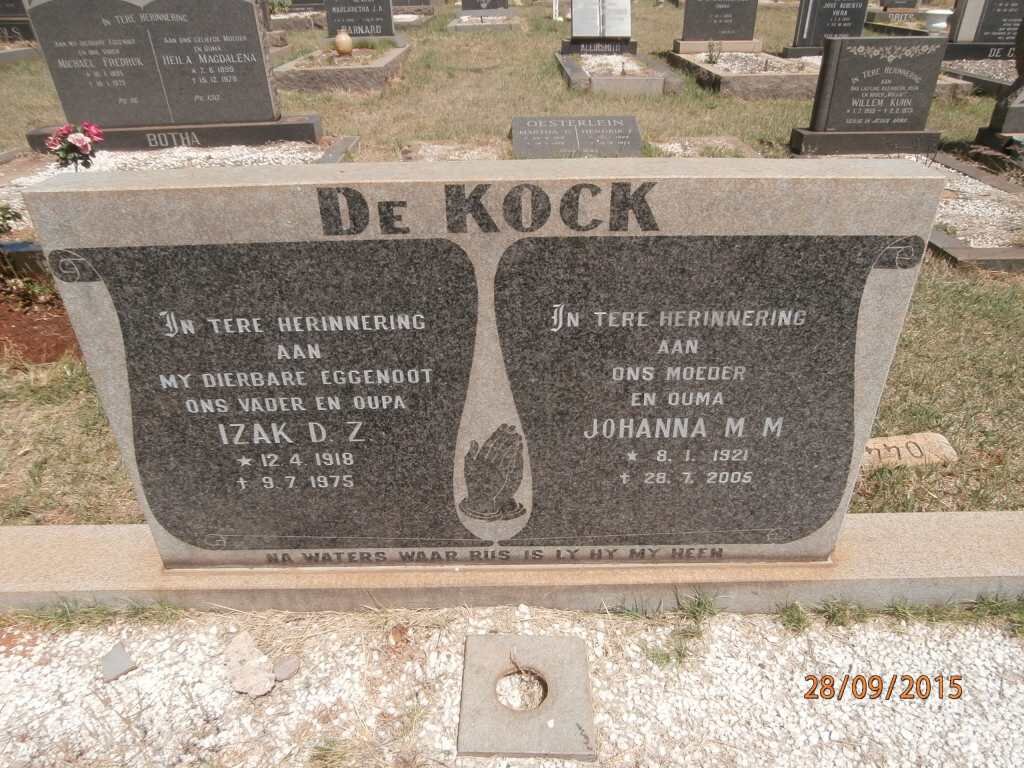 KOCK Izak D.Z., de 1918-1975 &amp; Johanna M.M. 1921-2005