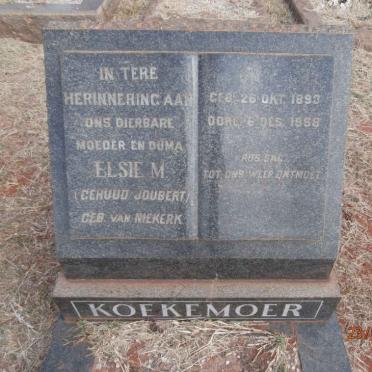 KOEKEMOER Elsie M. voorheen JOUBERT nee VAN NIEKERK 1893-1958