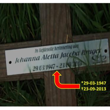 KRUGER Johanna Aletta Jacoba 1947-2013