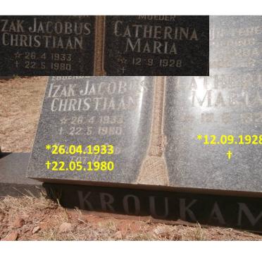 KROUKAM Izak Jacobus Christiaan 1933-1980 &amp; Catherina Maria 1928-