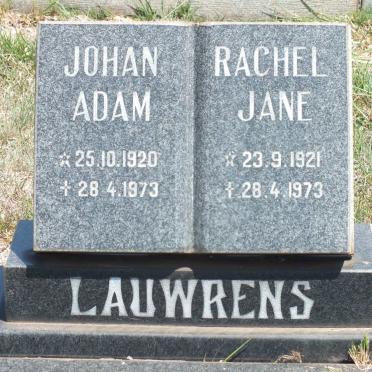 LAUWRENS Johan Adam 1920-1973 &amp; Rachel Jane 1921-1973