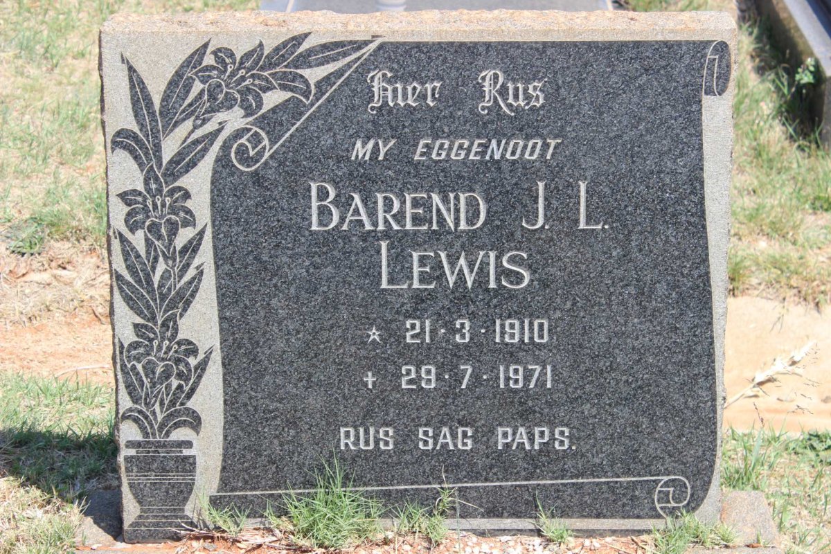 LEWIS Barend J.L. 1910-1971