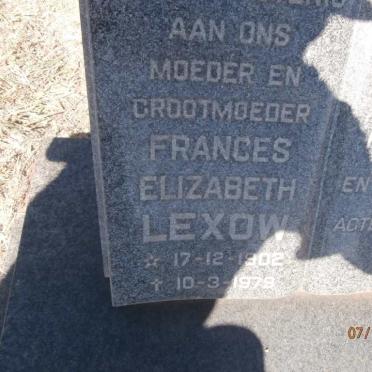 LEXOW Frances Elizabeth 1902-1979
