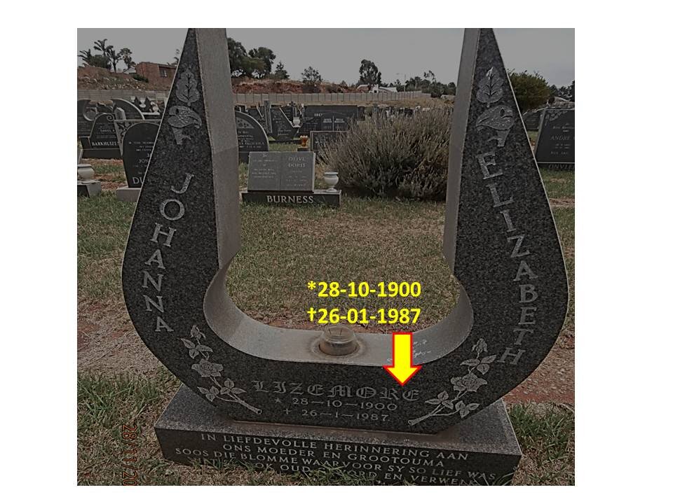 LIZEMORE Johanna Elizabeth 1900-1987