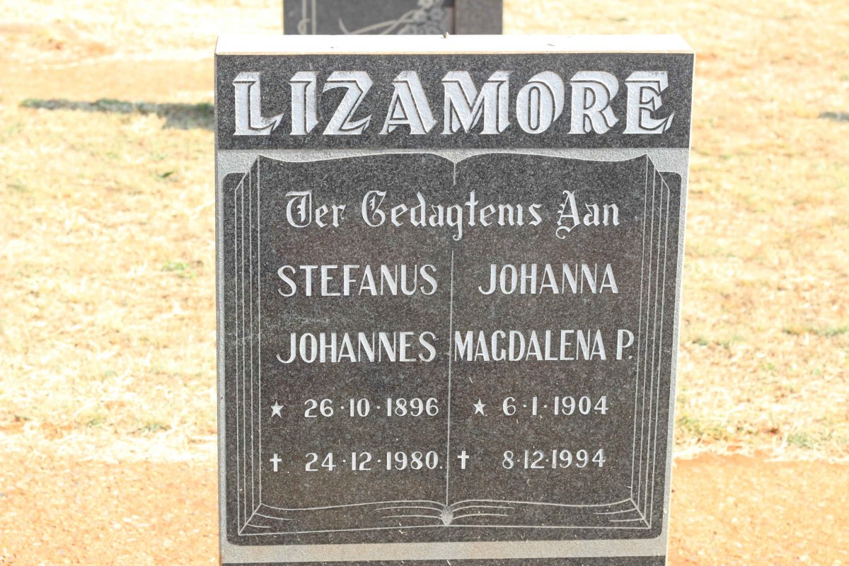 LIZAMORE Stefanus Johannes 1896-1980 &amp; Johanna Magdalena P. 1904-1994