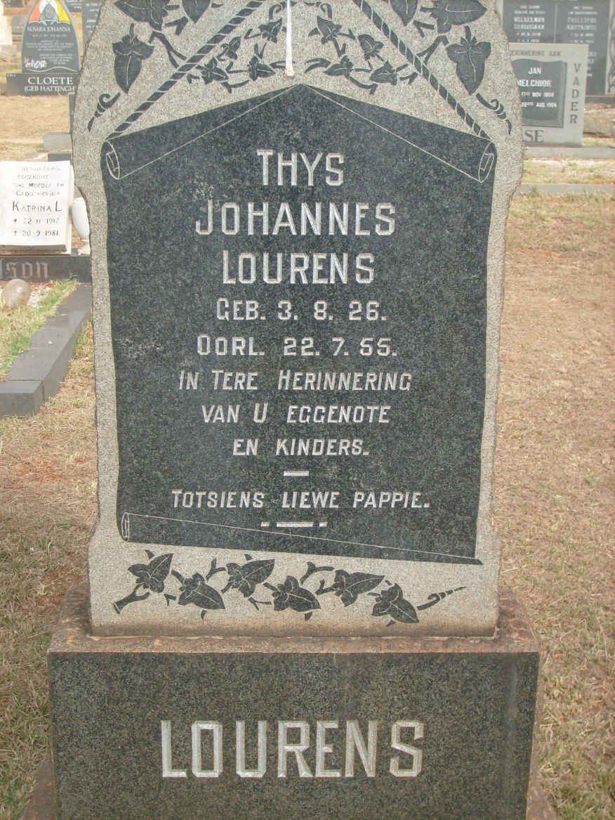 LOURENS Thys Johannes 1926-1955