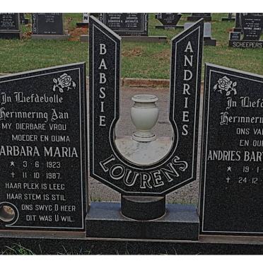 LOURENS Andries Bartelomus 1921-1997 &amp; Barbara Maria 1923-1987