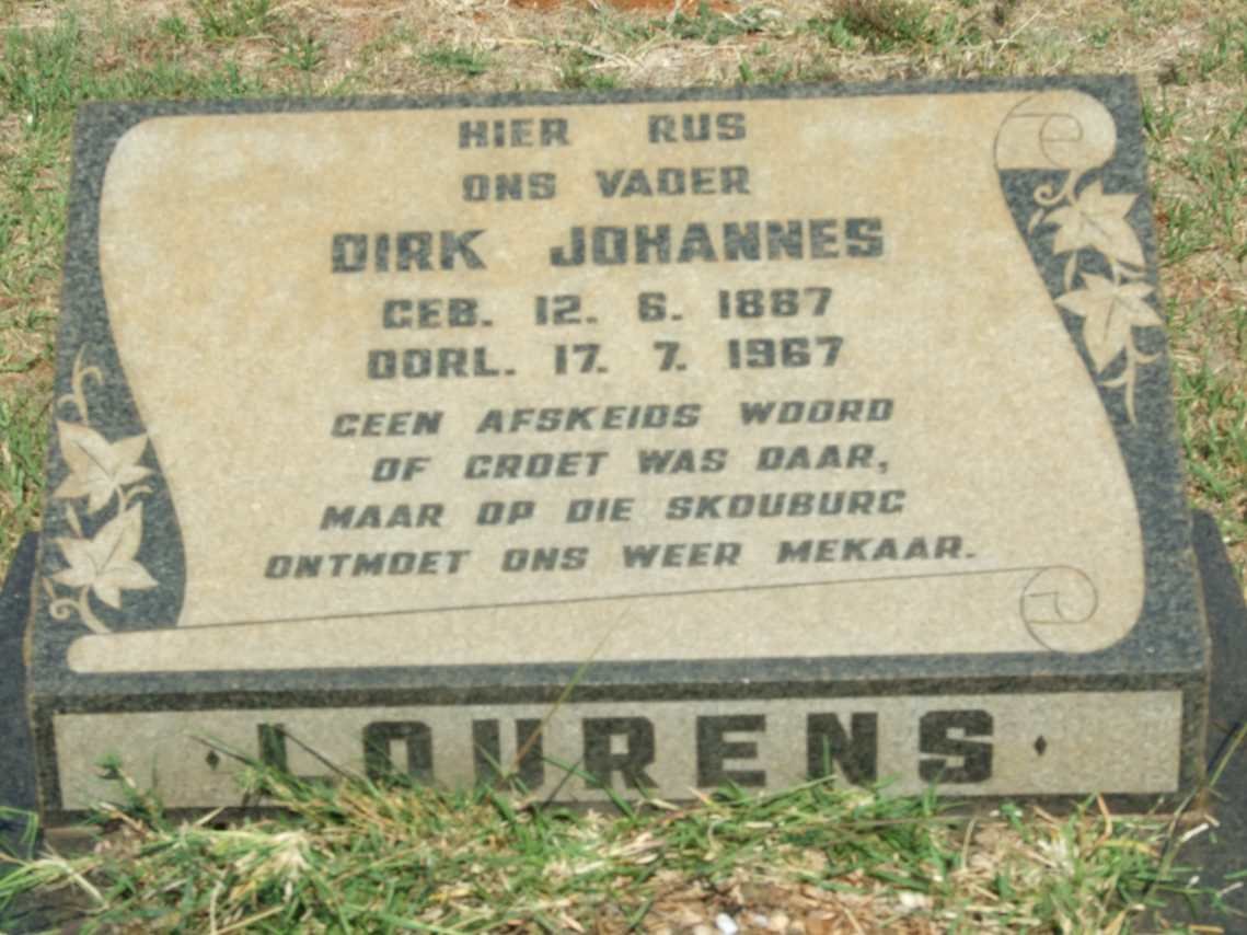 LOURENS Dirk Johannes 1887-1967