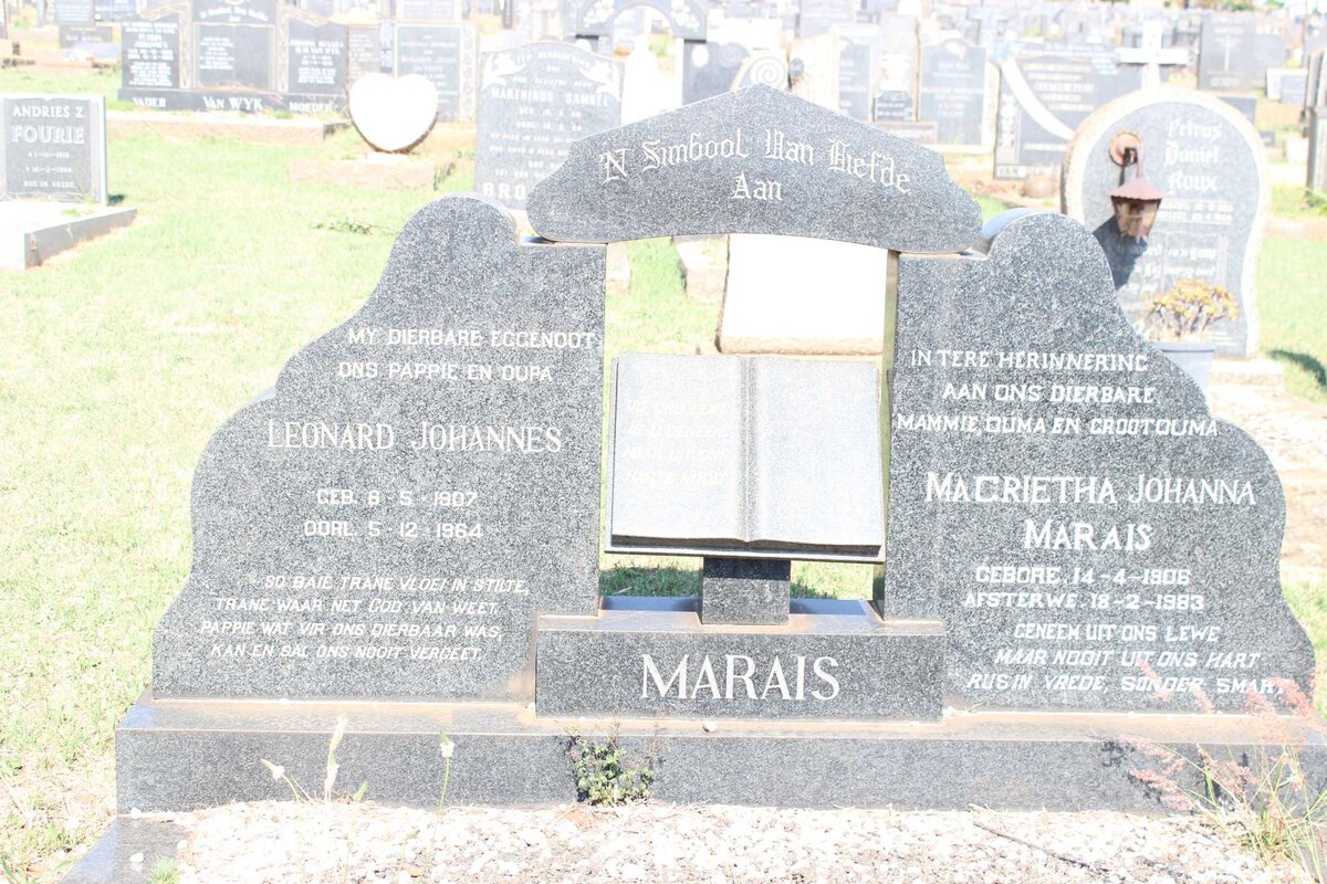 MARAIS Leonard Johannes 1907-1964 &amp; Magrietha Johanna 1906-1983