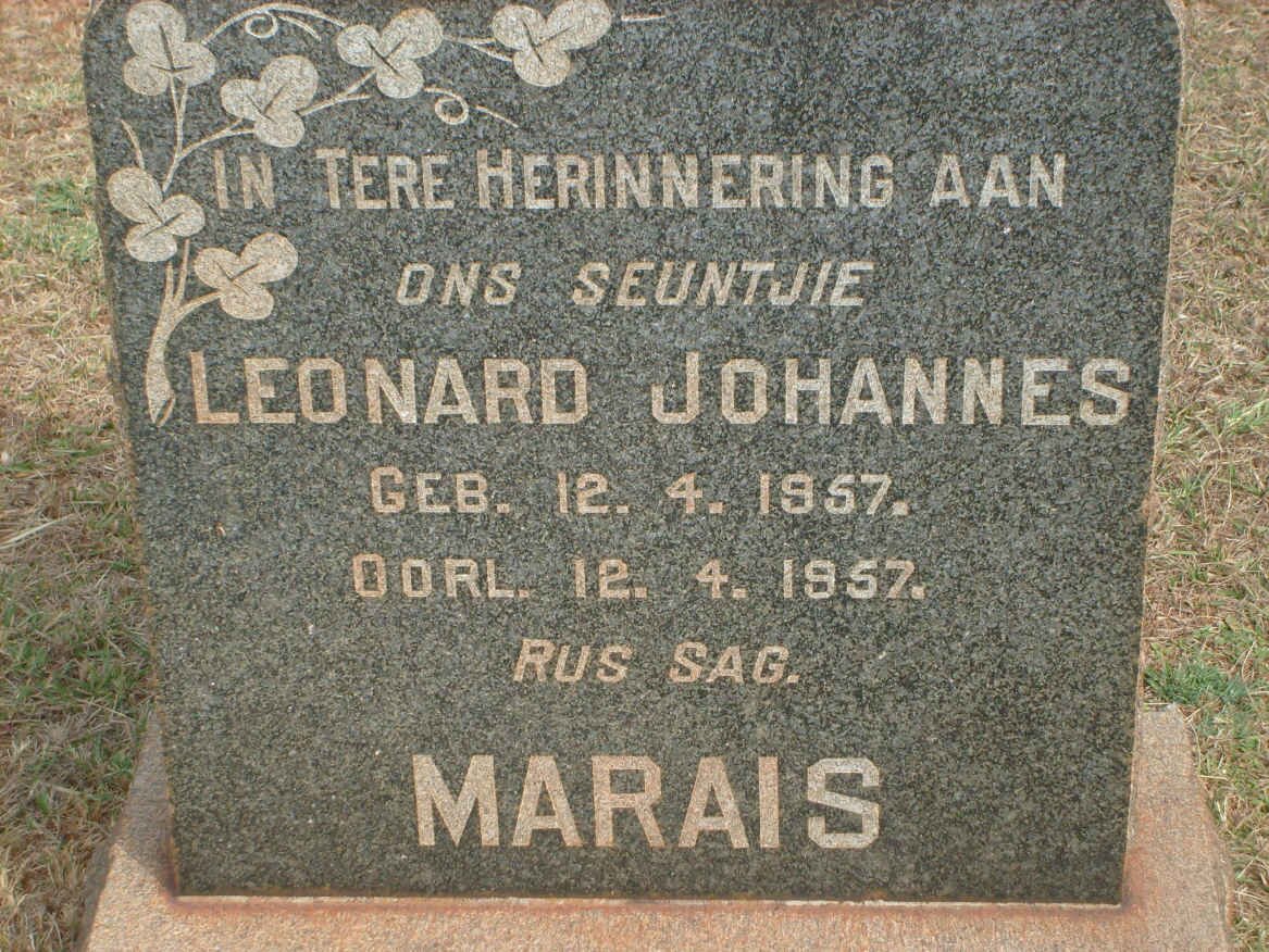 MARAIS Leonard Johannes 1957-1957
