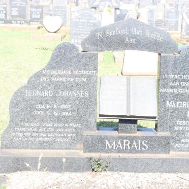 MARAIS Leonard Johannes 1907-1964 &amp; Magrietha Johanna 1906-1983