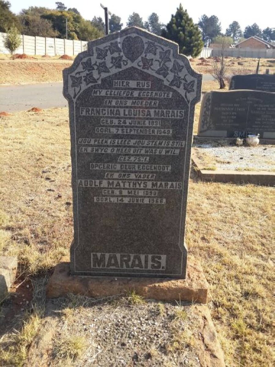 MARAIS Adolf Matthys 1890-1966 &amp; Francina Louisa 1891-1949