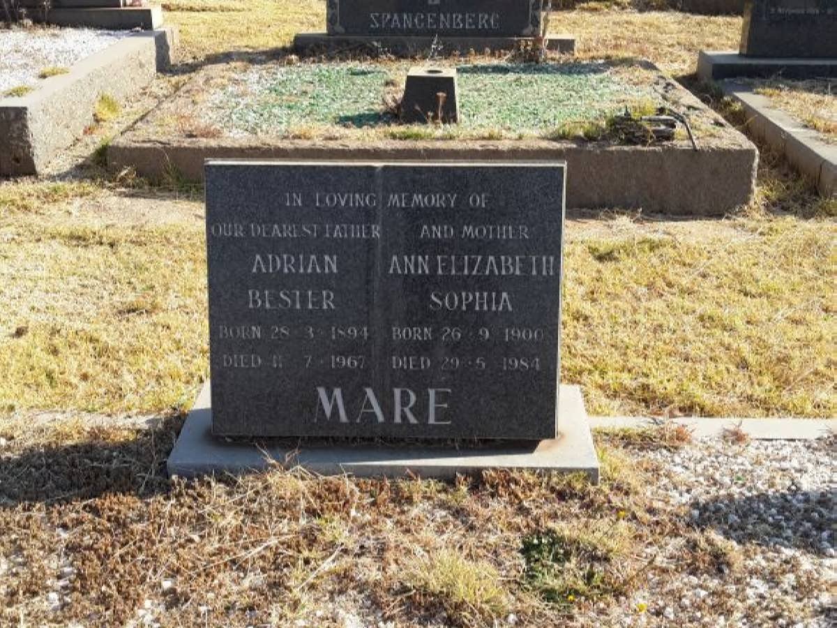MARE Adrian Bester 1894-1967 &amp; Ann Elizabeth Sophia 1900-1984