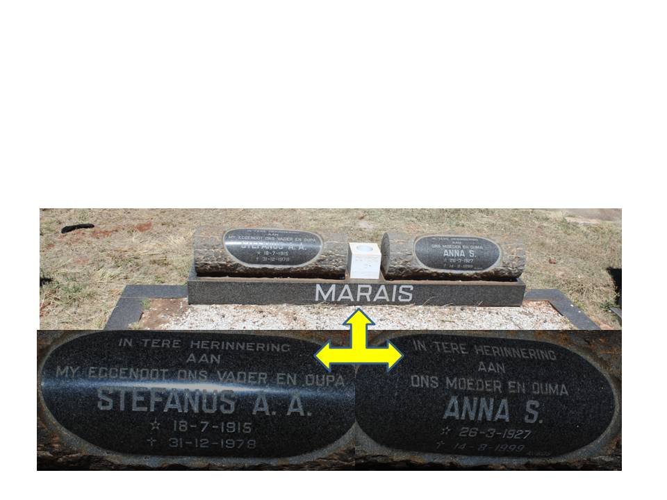 MARAIS Stefanus A.A. 1915-1978 &amp; Anna S. 1927-1999