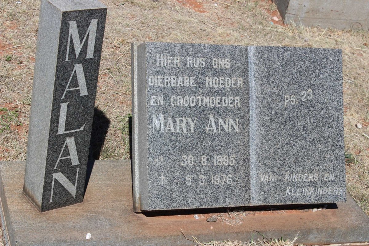 MALAN Mary Ann 1895-1976
