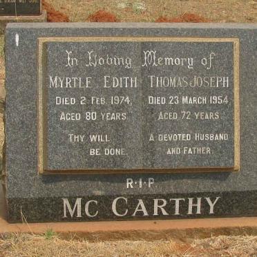 McCARTHY Thomas Joseph -1954 &amp; Myrtle Edith -1974