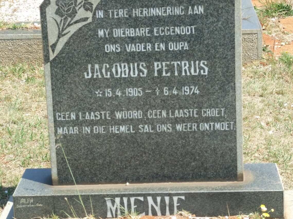 MIENIE Jacobus Petrus 1905-1974