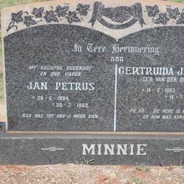 MINNIE Jan Petrus 1894-1963 &amp; Gertruida Jacomina VAN DER SCHYFF 1893-1989