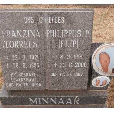 MINNAAR Philippus P. 1919-2000 &amp; Franzina 1921-1995