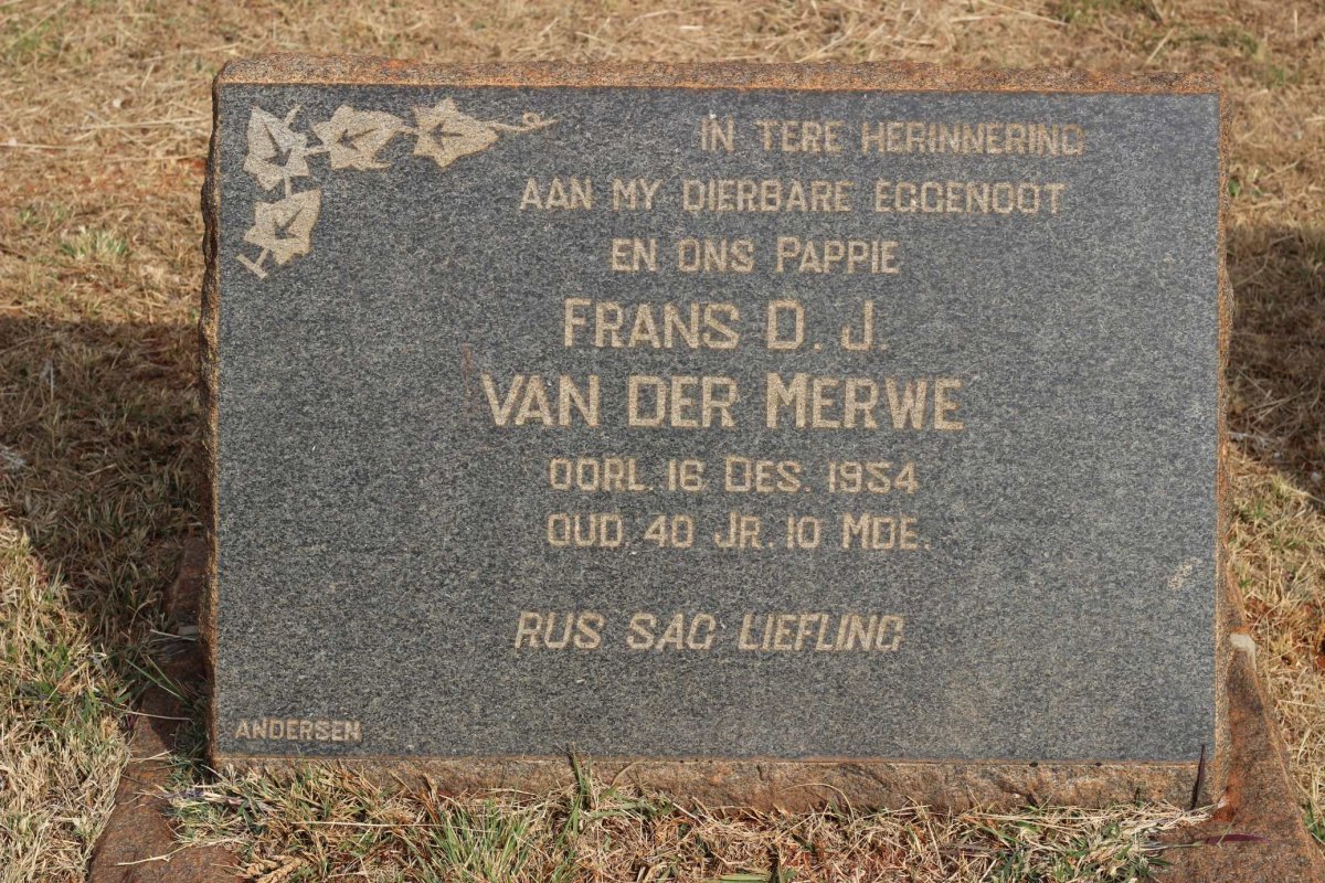 MERWE Frans D.J., van der -1954