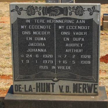 MERWE Aubrey Arthur, v.d. 1928-1986 &amp; Jacoba Johanna DE-LA-HUNT 1928-1979
